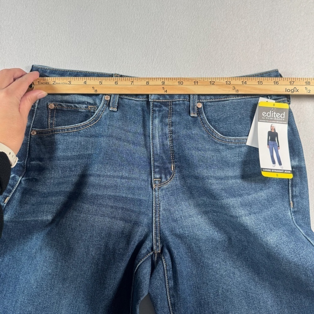 Edited Jeans Womens 8 Blue Loose Straight High Rise Dark Wash - Picture 8 of 14